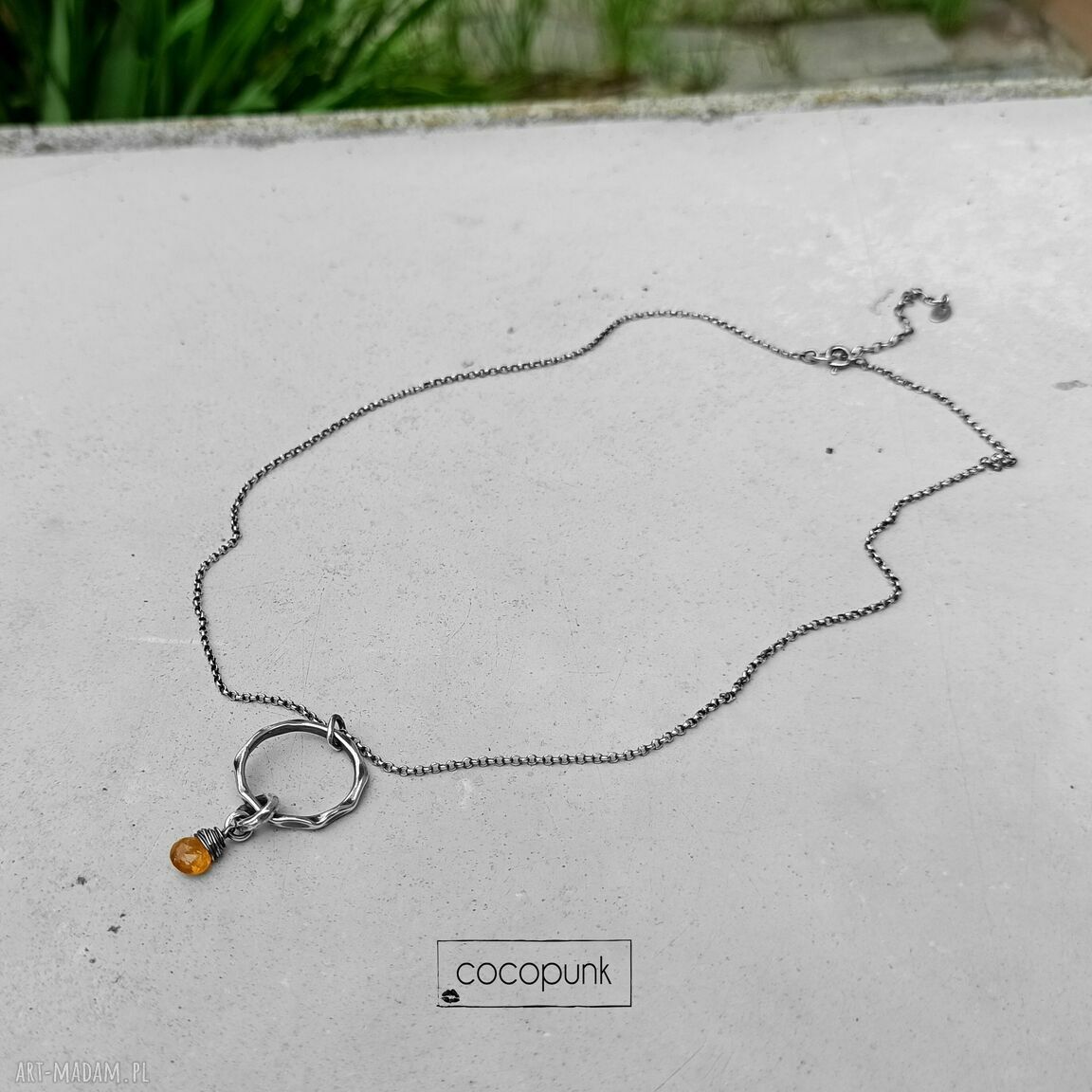 Naszyjnik ze srebra 925 z kółkiem i kamieniem naturalnym: wybierz turmalin, spinel lub peridot