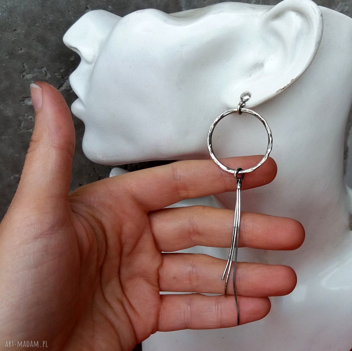 kolczyki: Srebro kolczyki żmijki i koła. ręcznie zrobione