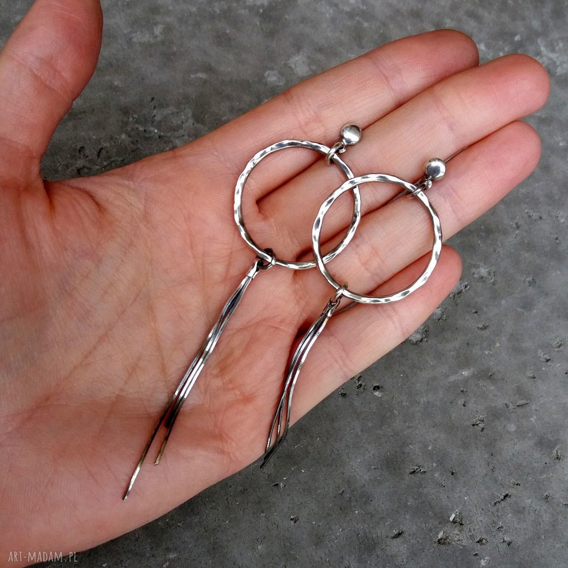 kolczyki: Srebro kolczyki żmijki i koła. ręcznie zrobione