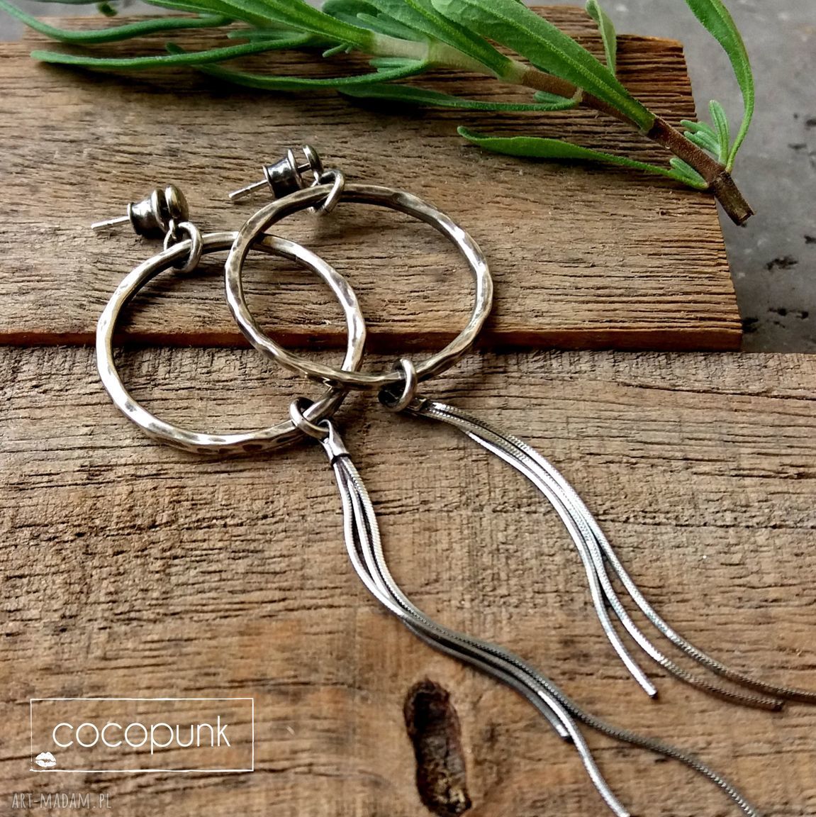 kolczyki: Srebro kolczyki żmijki i koła. ręcznie zrobione