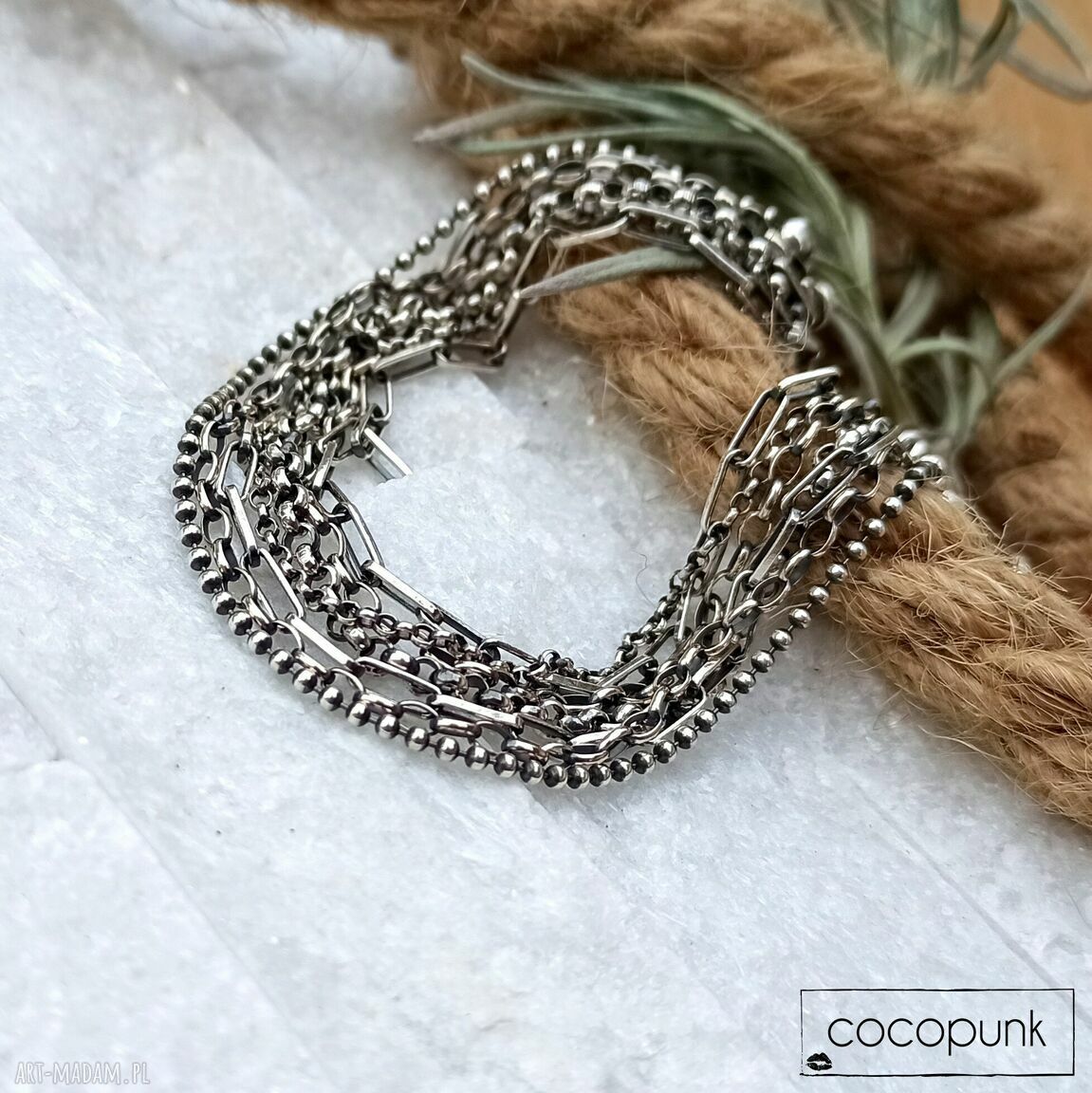 Srebro nowoczesna bransoletka łańcuszków łańcuszkowa kilka