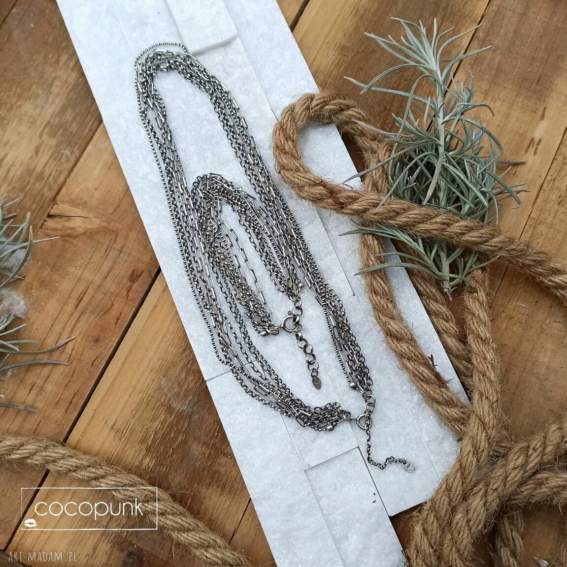 bransoletki: Srebro nowoczesna bransoletka 7 łańcuszków. hand made