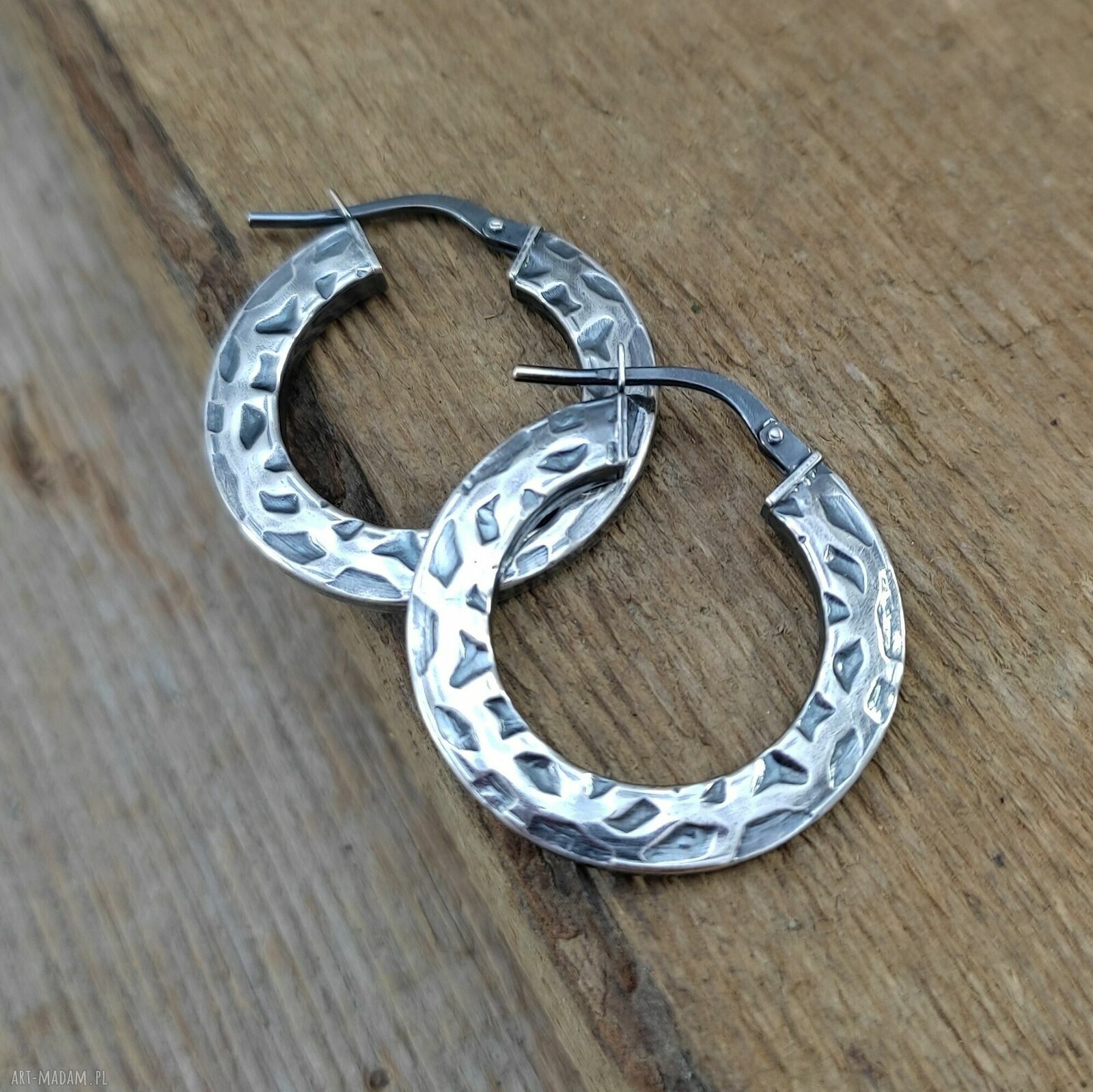 Kolczyki srebrne oksydowane Koła III - srebro 925
