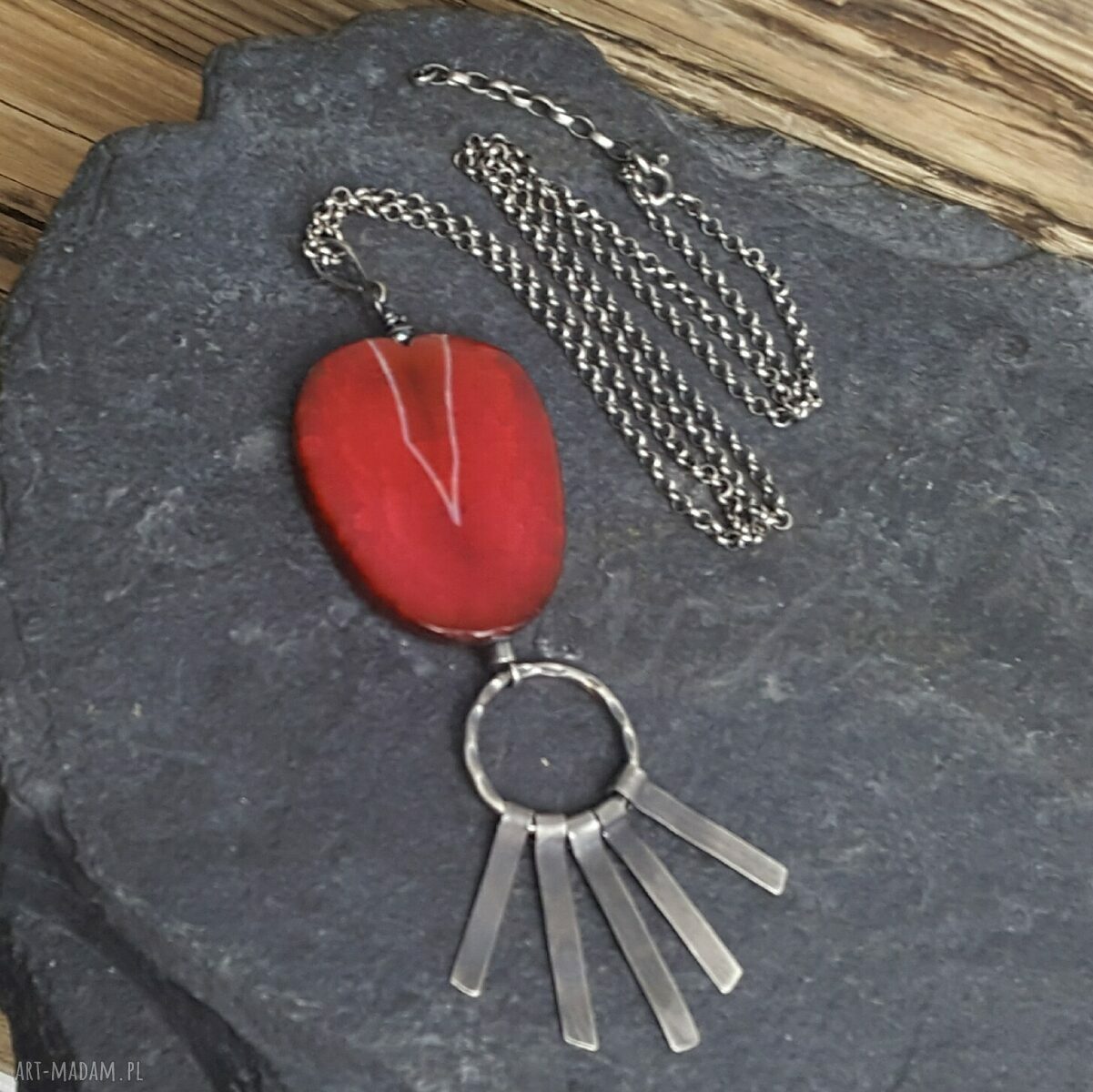 Naszyjnik srebrny z agatem hand made