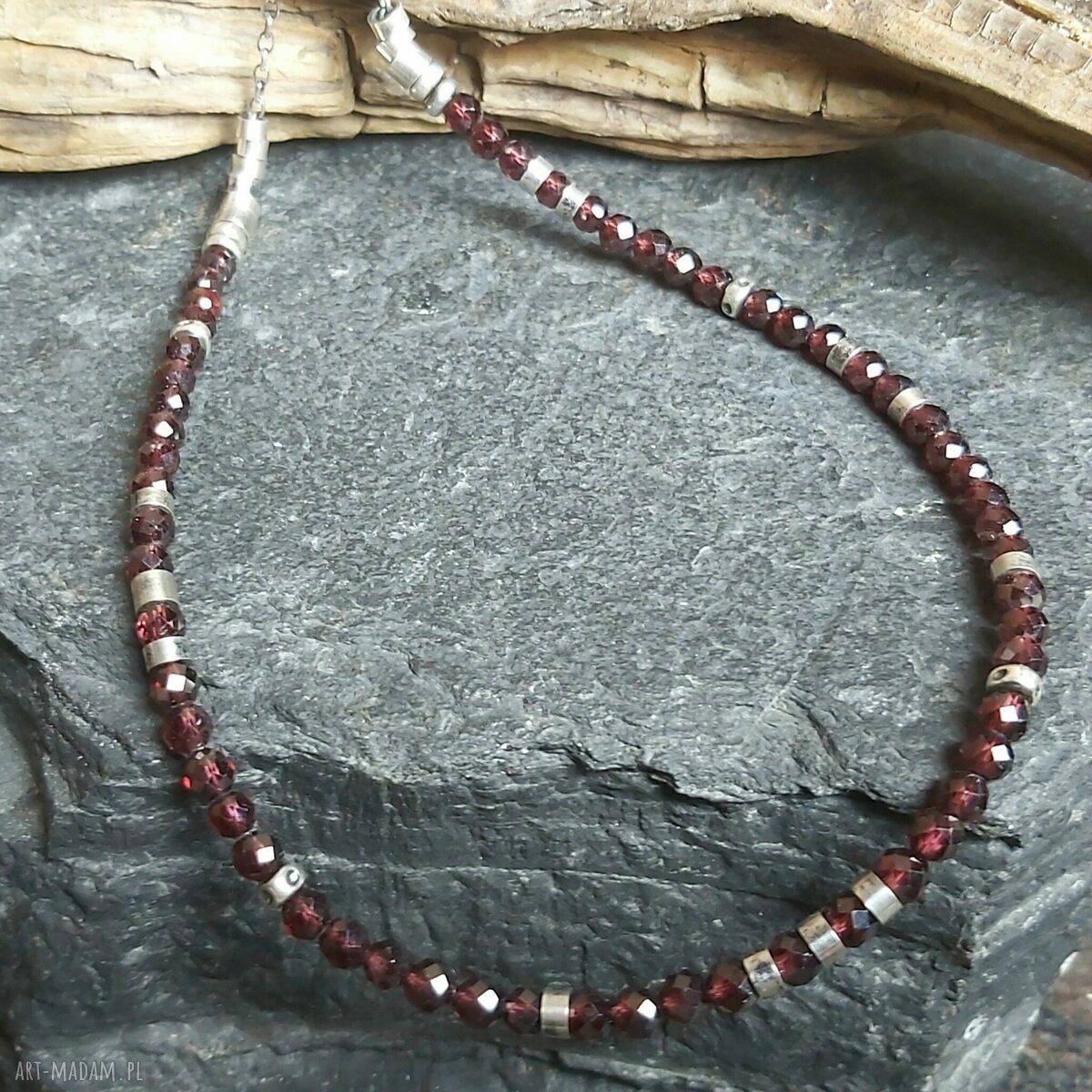 Naszyjnik ze srebra i granatu Hand Made