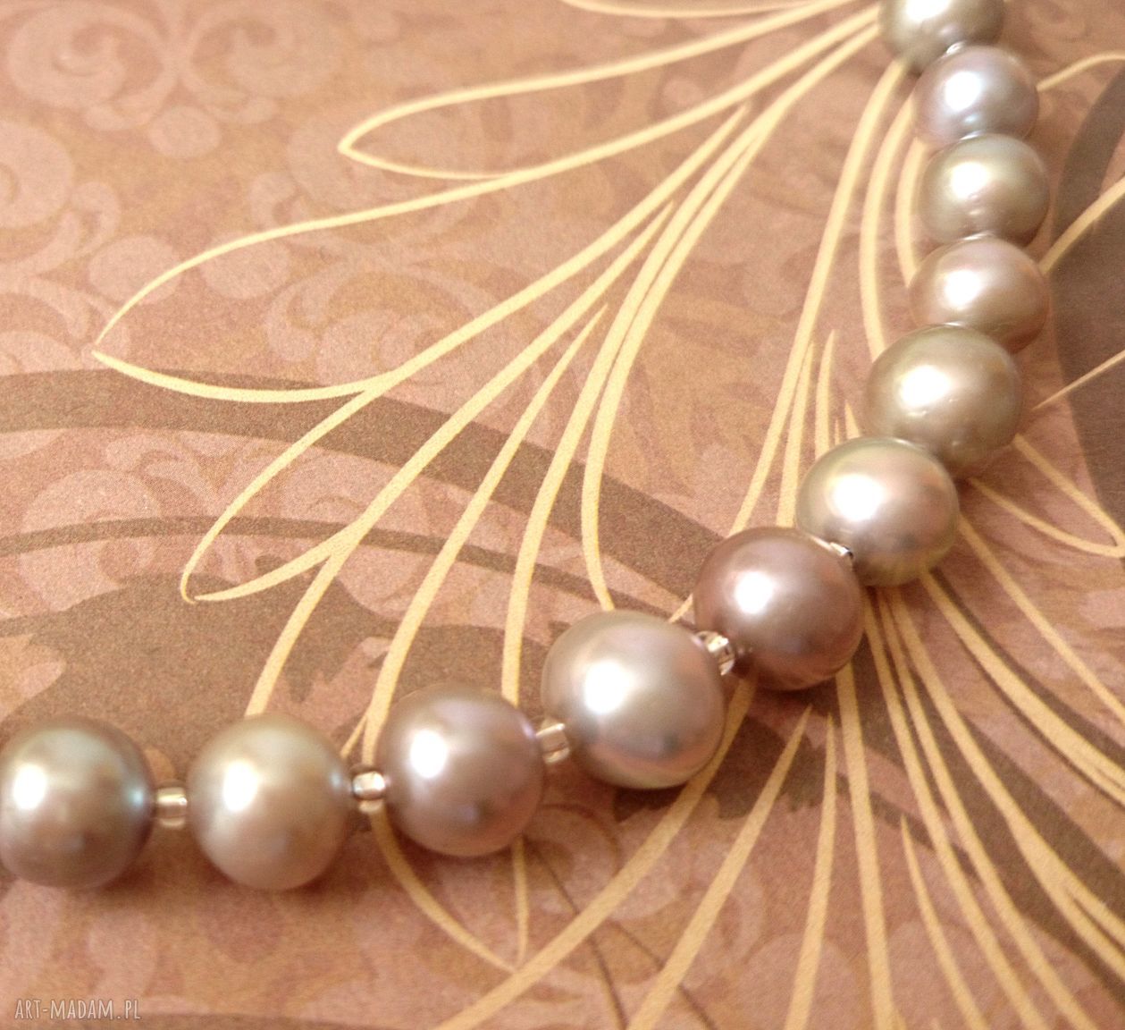Naszyjnik z naturalnych pereł szaro-srebrny - elegancka biżuteria handmade