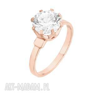 pierścionek z różowego złota z dużą cyrkonią r 19