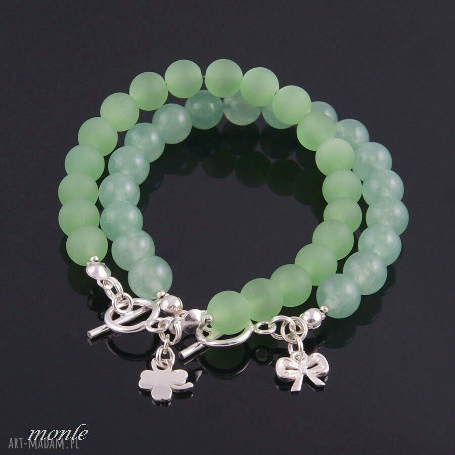 bransoletki: Zamrożone pistacje, bransoletka z uleksytu Handmade