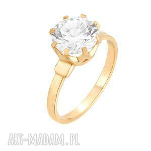 złoty pierścionek z dużą cyrkonią r 17 sotho