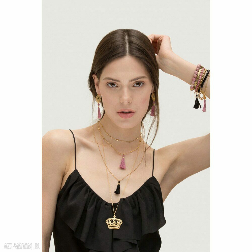 naszyjniki: Choker z kuleczkami z różowego złota Handmade