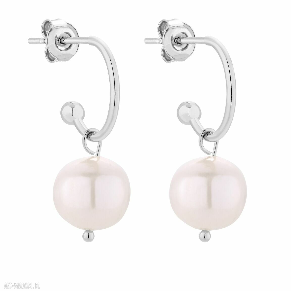 Srebrne kolczyki naturalnymi perłami perły nieregularne naturalne