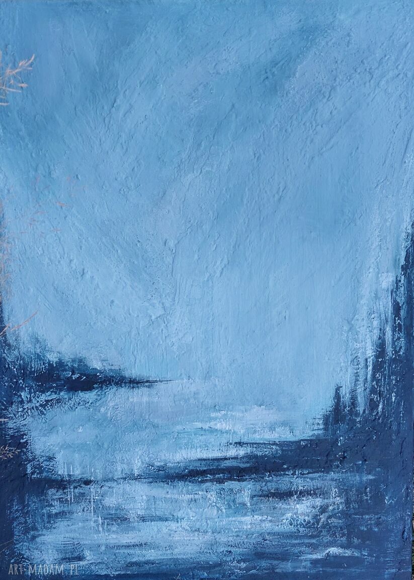 Srebrzysty oddech nocy - pejzaż abstrakcyjny 50x70 cm (obraz strukturalny)