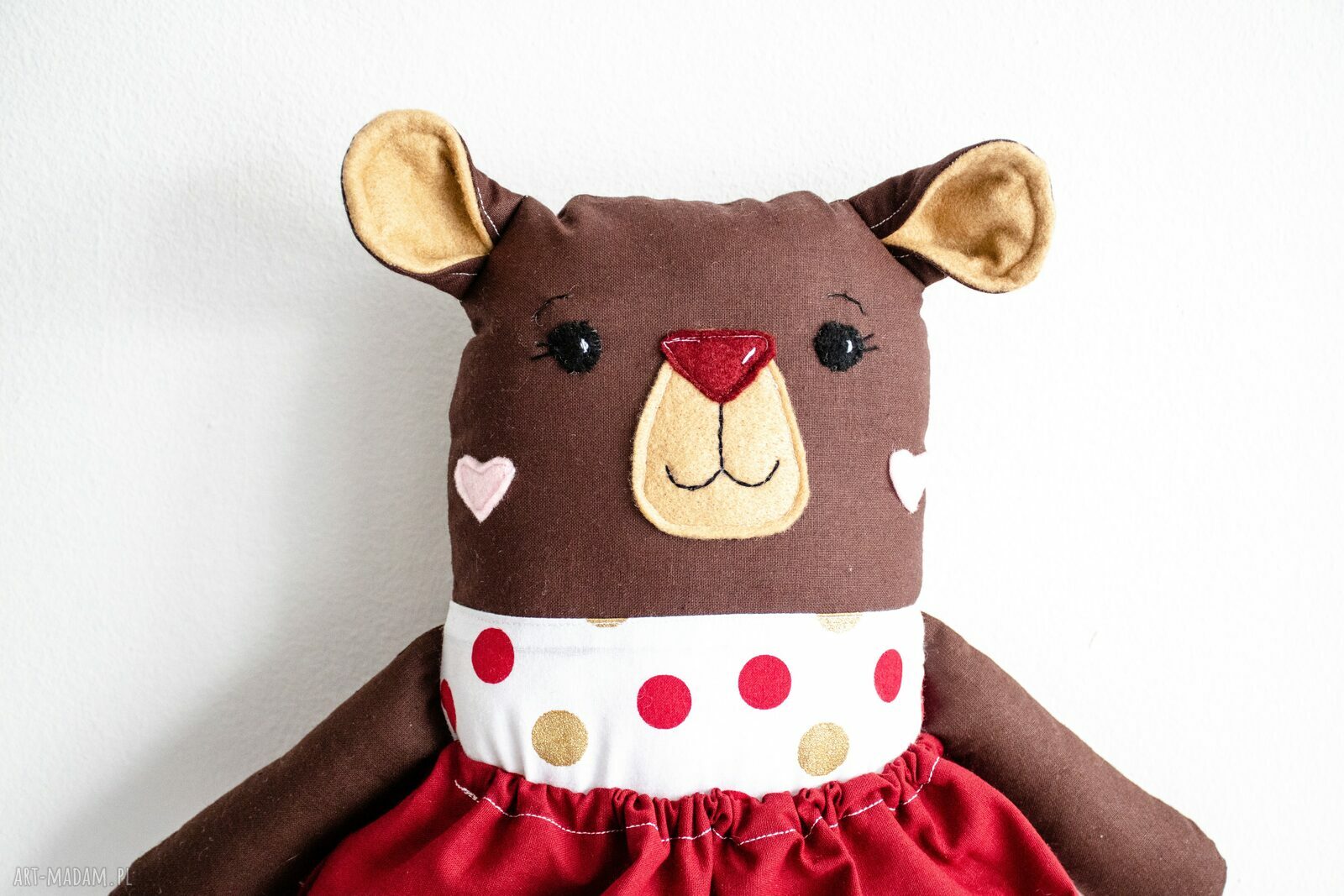 Miś Monia 39 cm - przytulanka dla córeczki na chrzest (handmade)