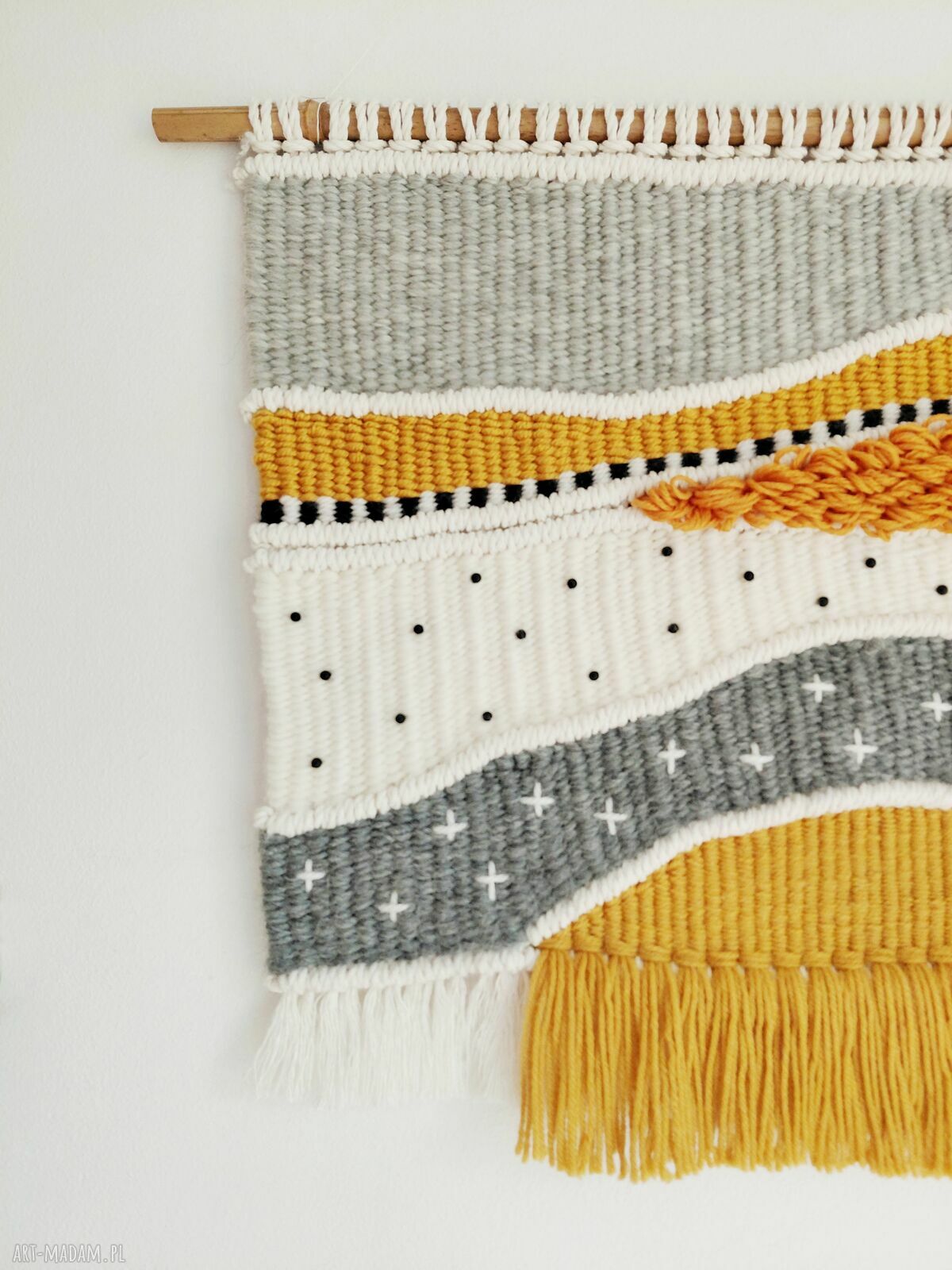 Średnia makrama z wełną - dekoracja ścienna macraweave w stylu boho