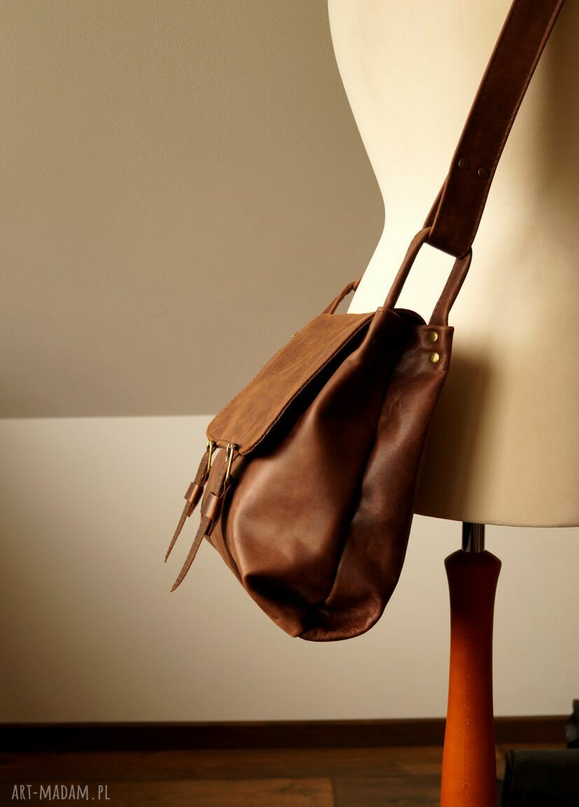SROGI BARON - duża torba męska unisex ze skóry naturalnej kasztan