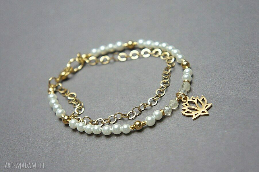 Pearls white vol bransoletka perły swarovski zawieszkami stal