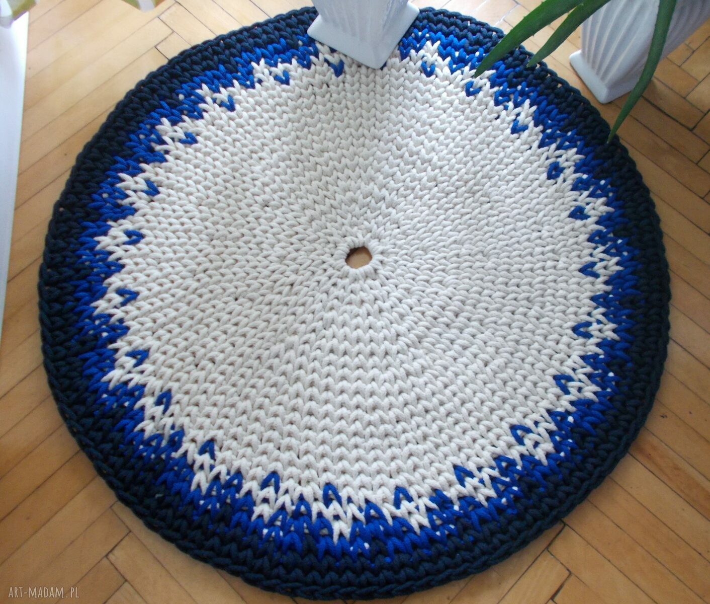 Dywan Stardust 70 cm ze sznurka bawełnianego - ręcznie robiony dywan okrągły