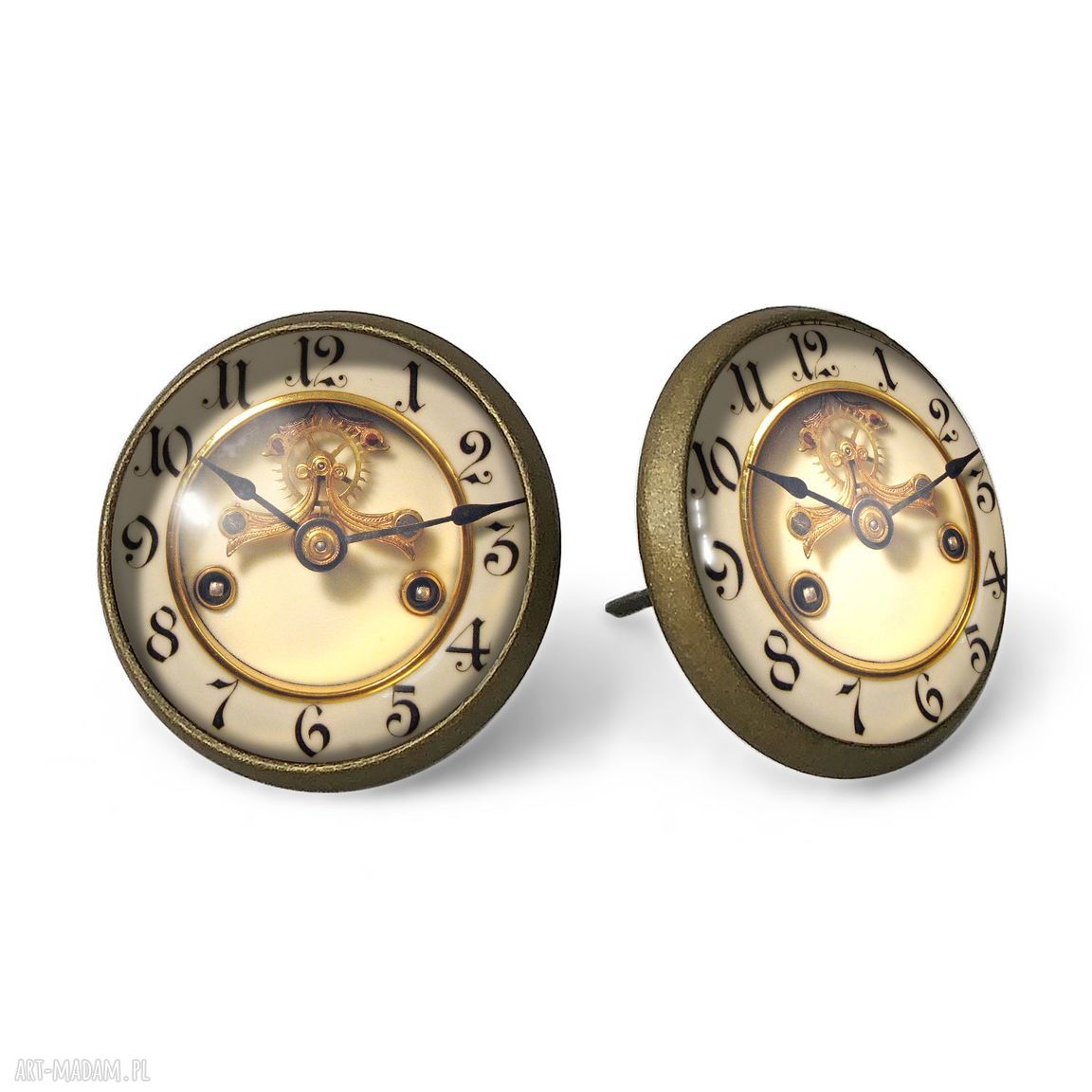 Stare zegary kolczyki sztyfty zegar vintage prezent wkrętki