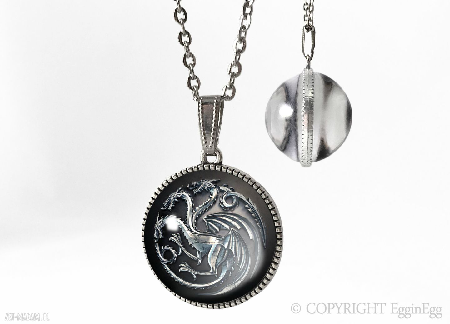 Dwustronny kulisty medalion gra tron 0240 51sps wilkor smoki