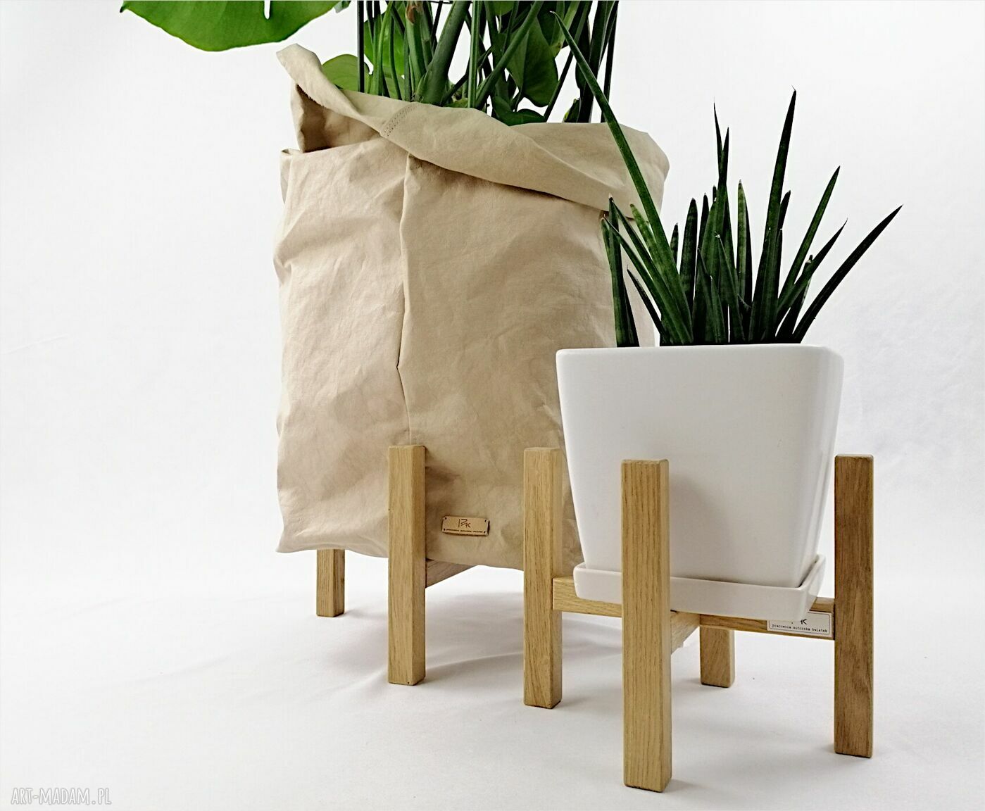 Kwietnik - stojak na kwiaty dąb natural do donic max 20 cm (h 20 cm)