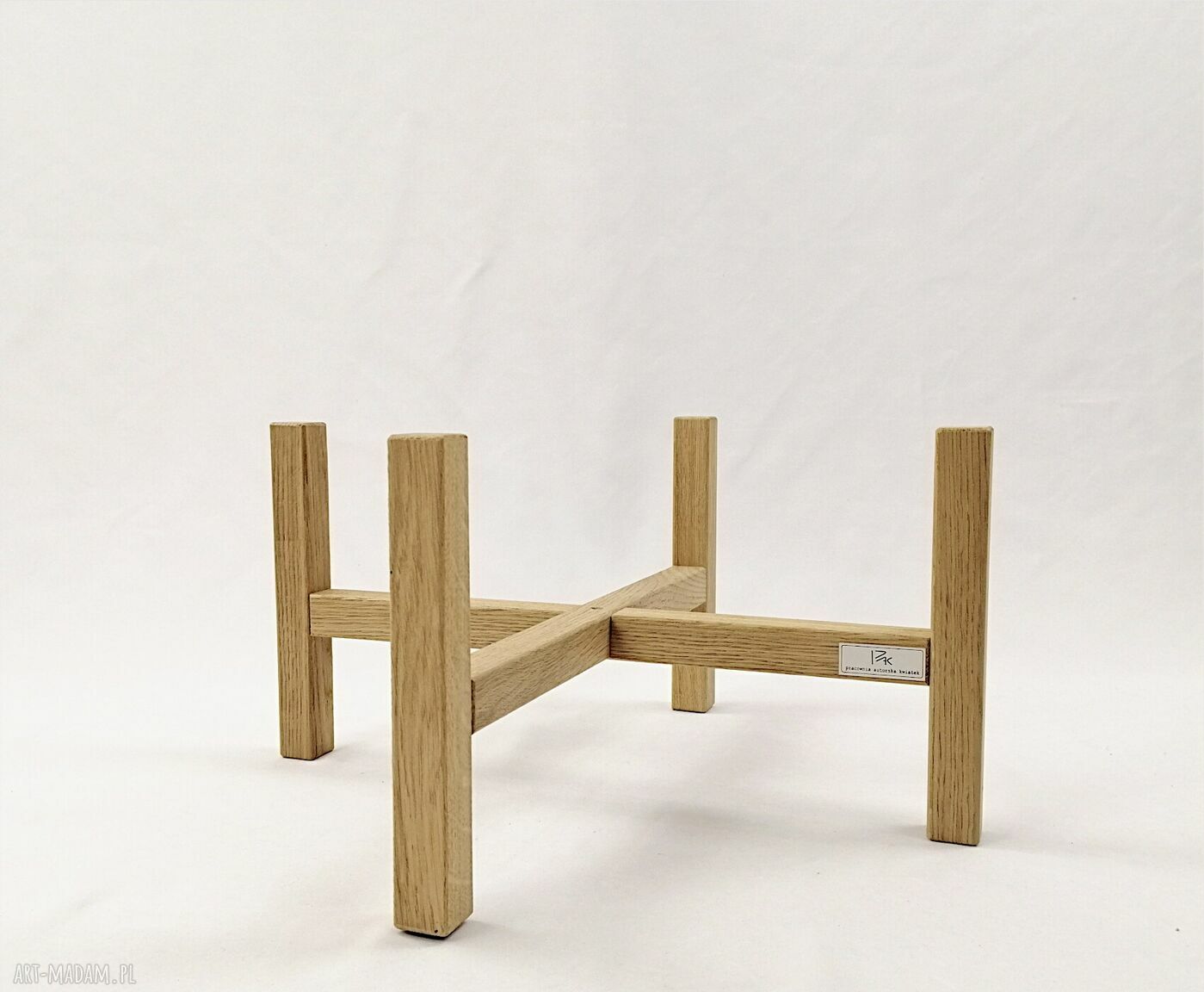 Kwietnik z litego dębu naturalnego - stojak na doniczki do 30 cm, wysokość 20 cm