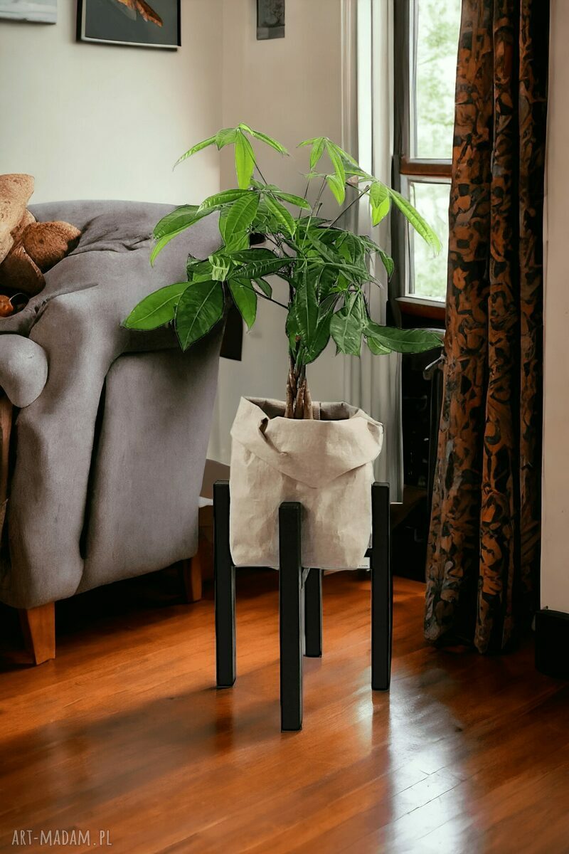 Kwietnik nowoczesny z litego dębu natural do doniczki max 20 cm (25 cm)