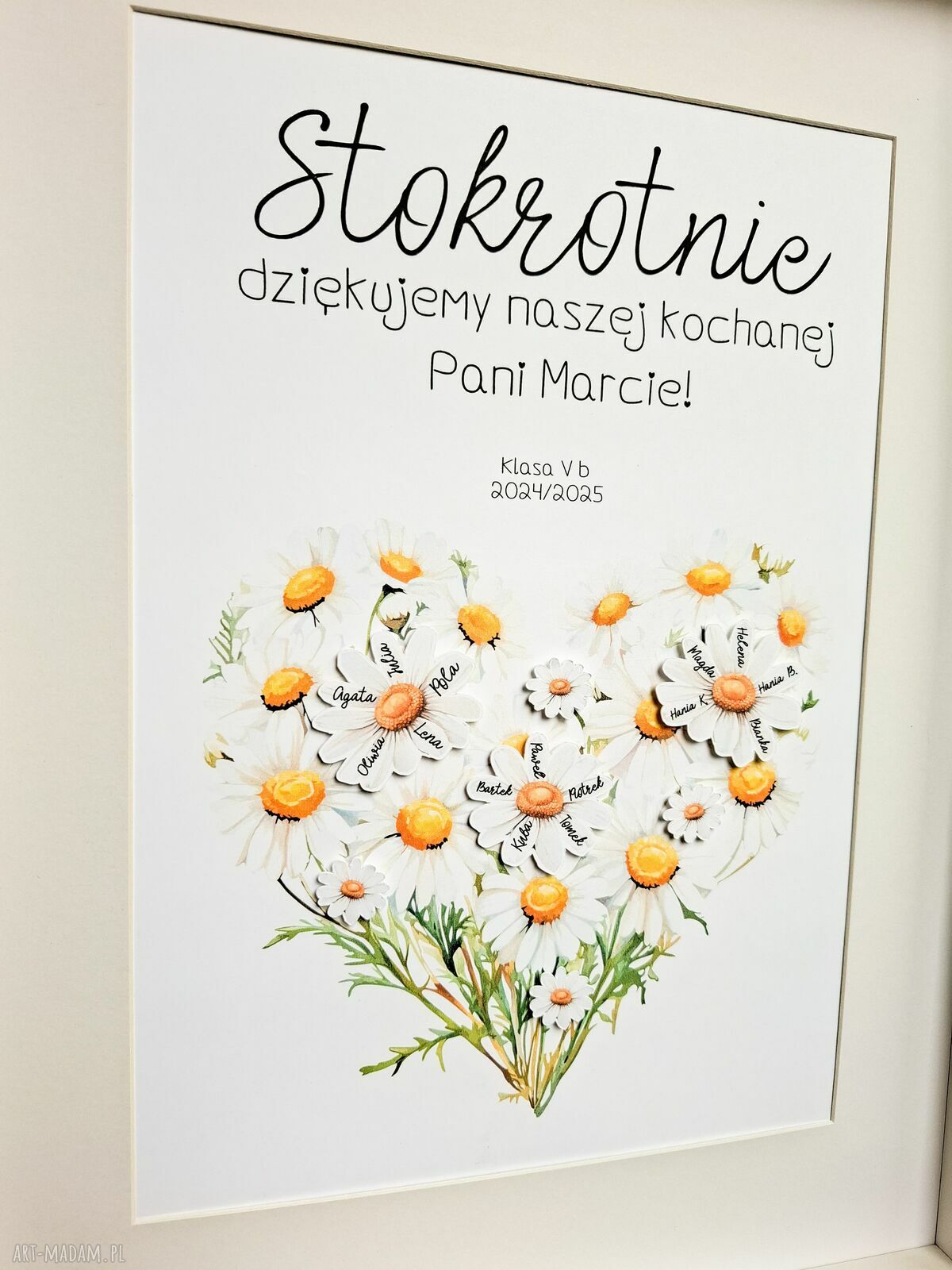 Stokrotne podziękowania na zakończenie roku dla nauczycielki