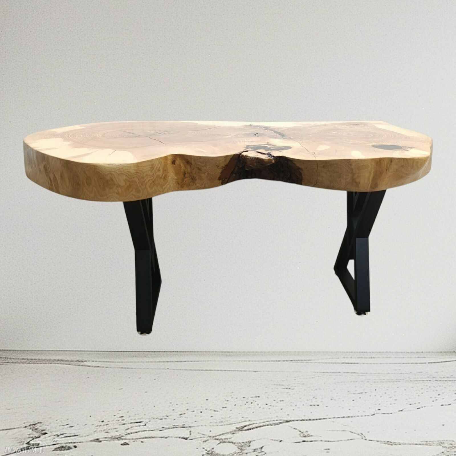 Stolik kawowy z litego drewna 106x60x50 cm - loftowy unikat