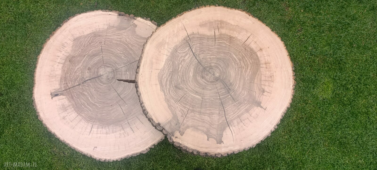 Stolik kawowy z litego drewna 70 cm - handmade unikat (zestaw 2 stolików)