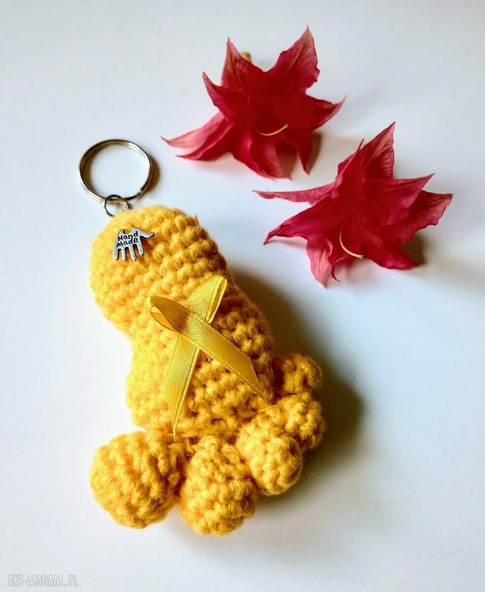 Breloczek Stópki Niemowlęce - Szydełkowa Żółta Stopka (ok. 9 cm) na Baby Shower i Chrzest