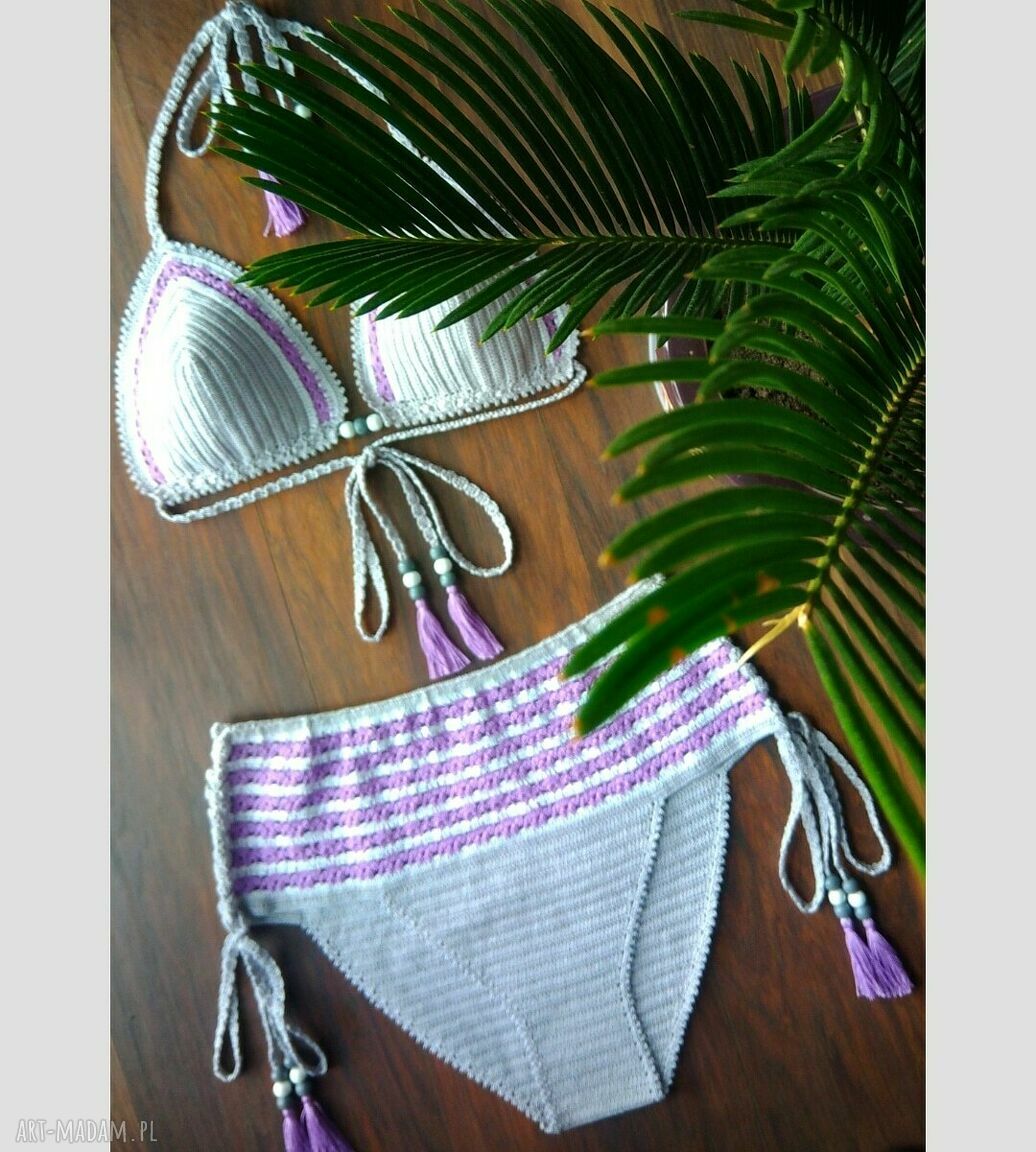 Strój Kąpielowy SRI LANKA Popielaty - szydełkowy crochet boho