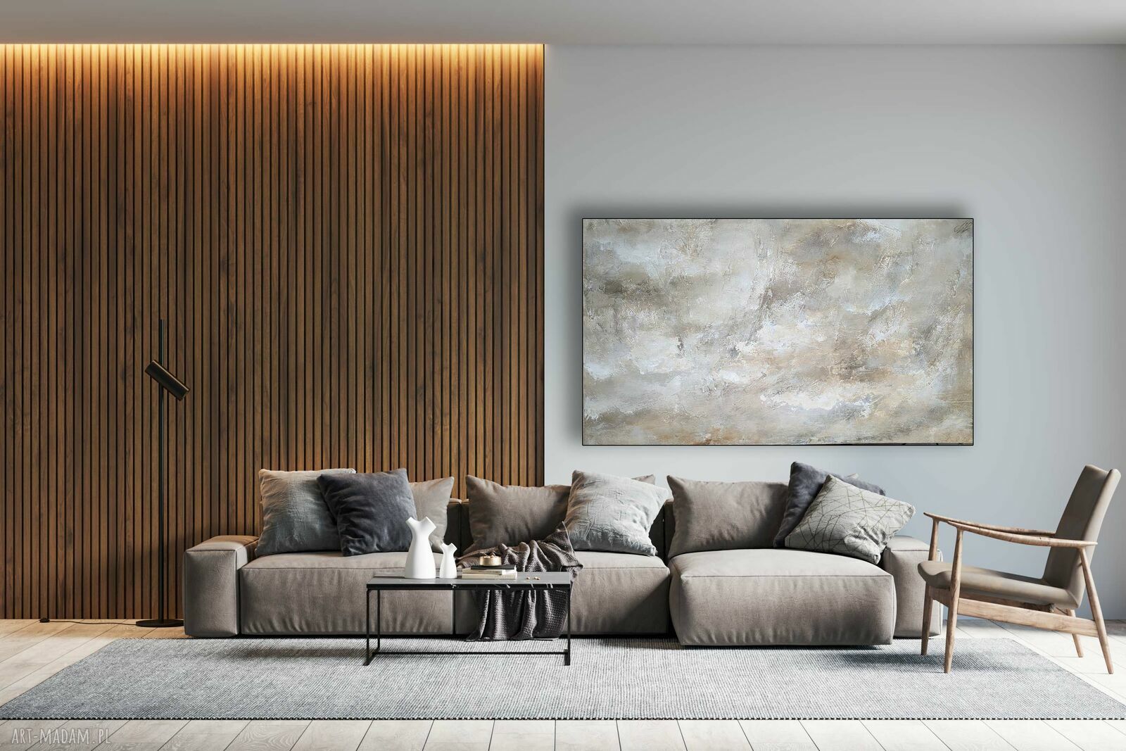 Strukturalny obraz boho XXL 150x90 cm - ręcznie malowany w jasnych tonach