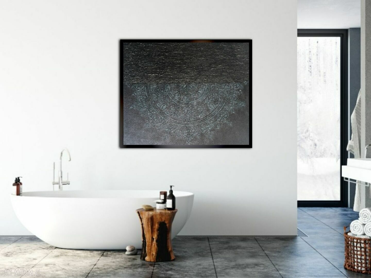 Mandala struktura 50 x 60 - ręcznie malowany obraz akrylowy 3D