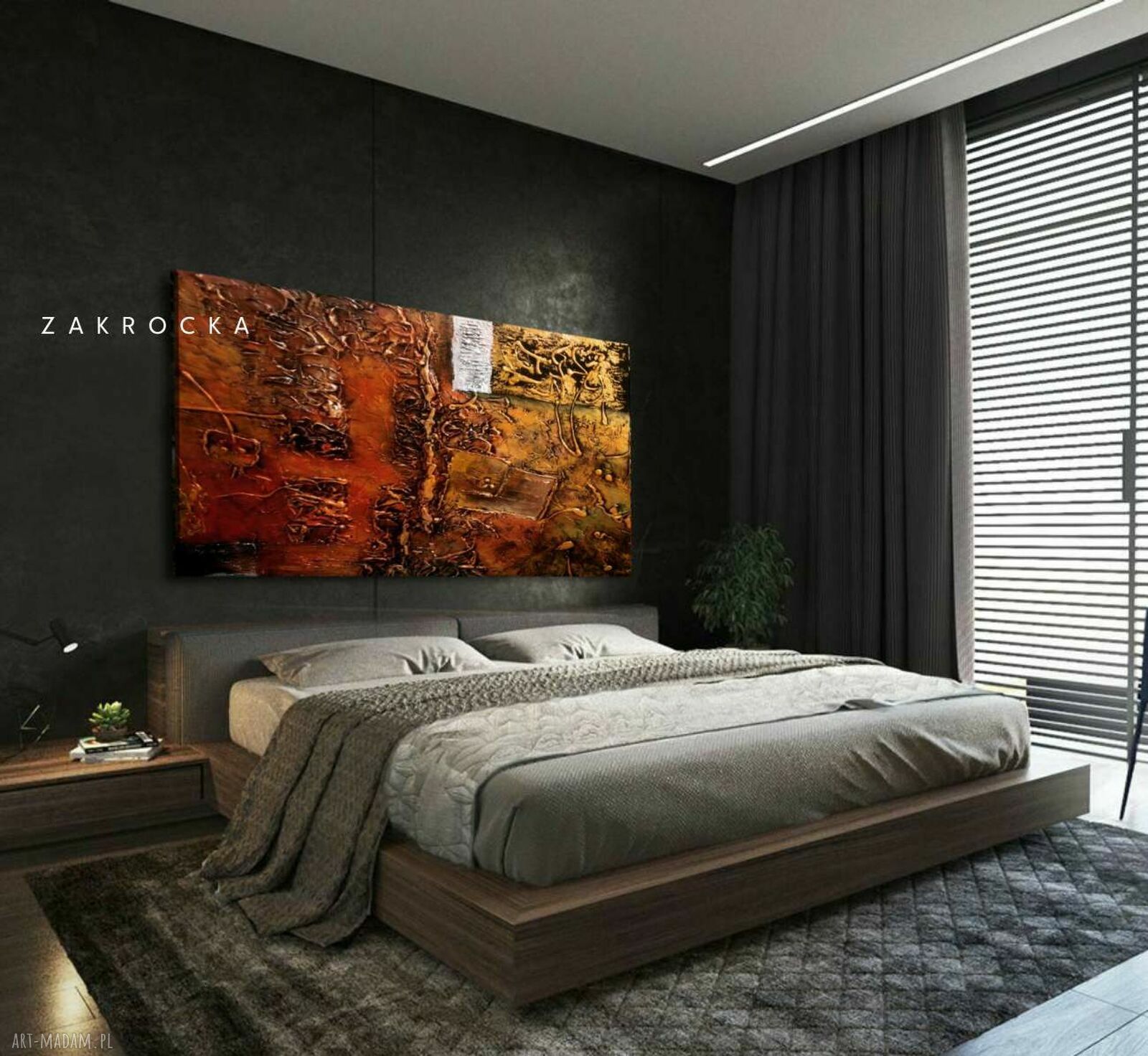 Obrazy strukturalny ręcznie malowany - COPEROSIMO płaskorzeźba na ścianę 80x160 cm