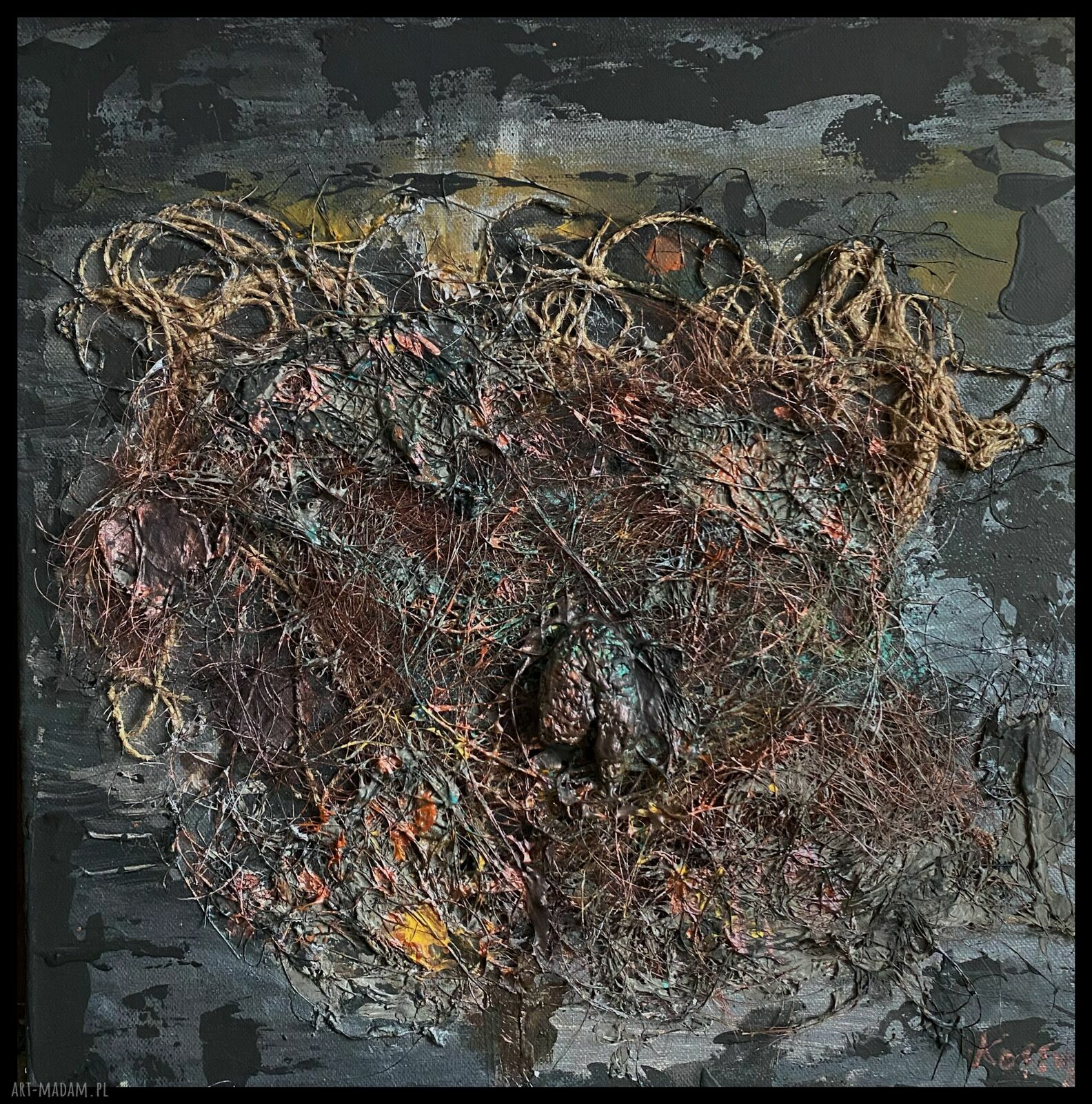 Obraz strukturalny „Rdzeń” 40x40 cm - nowoczesna abstrakcja