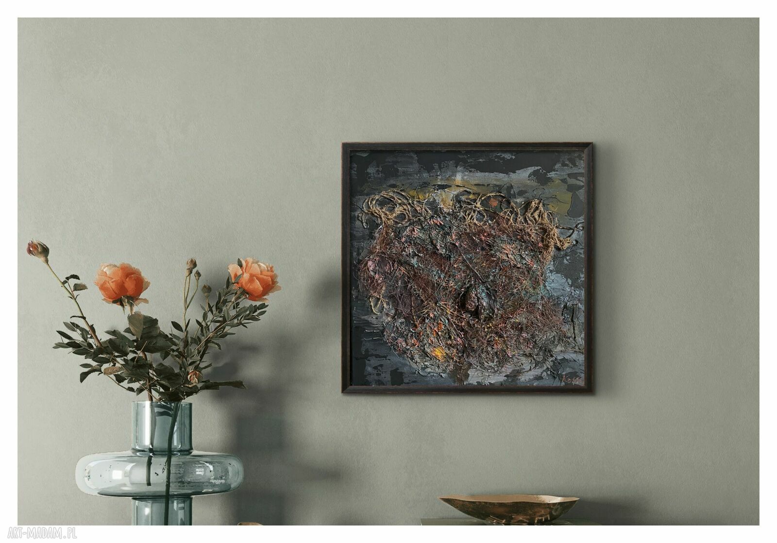 Obraz strukturalny „Rdzeń” 40x40 cm - nowoczesna abstrakcja