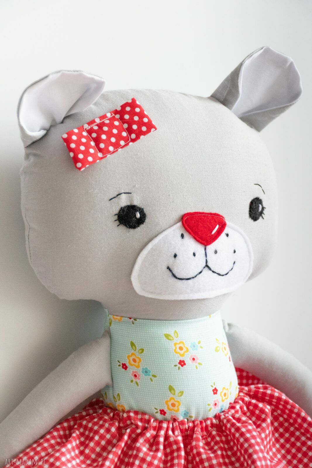 Miś Kasia 43 cm - ręcznie szyta maskotka z bawełny