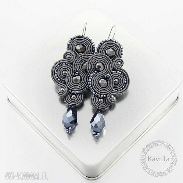 Kolczyki soutache enspiro dark grey stylowe modne wykonane
