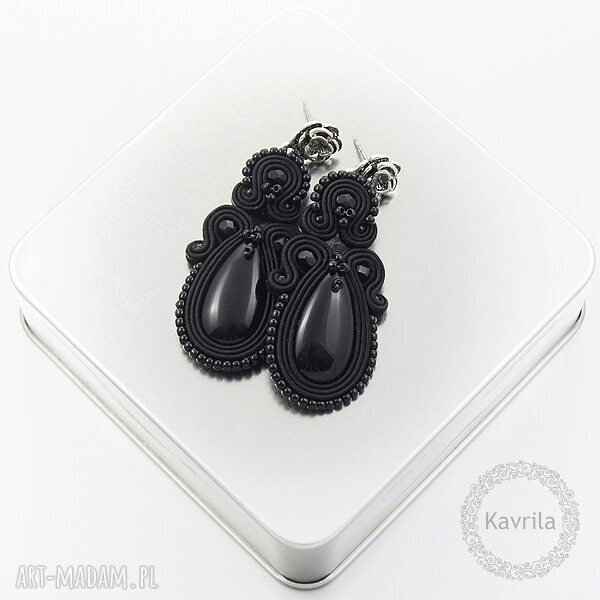 Kolczyki soutache sylite black wieczorowe stylowe wykonane