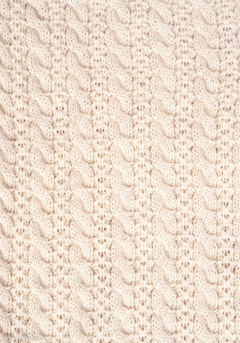 Beżowy komin warkoczowy SZ003 - handmade i ciepły