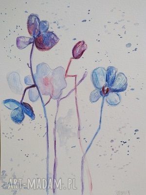 Subtelne Kwiaty - abstrakcja: akwarela w technice mieszanej 21 x 28 cm