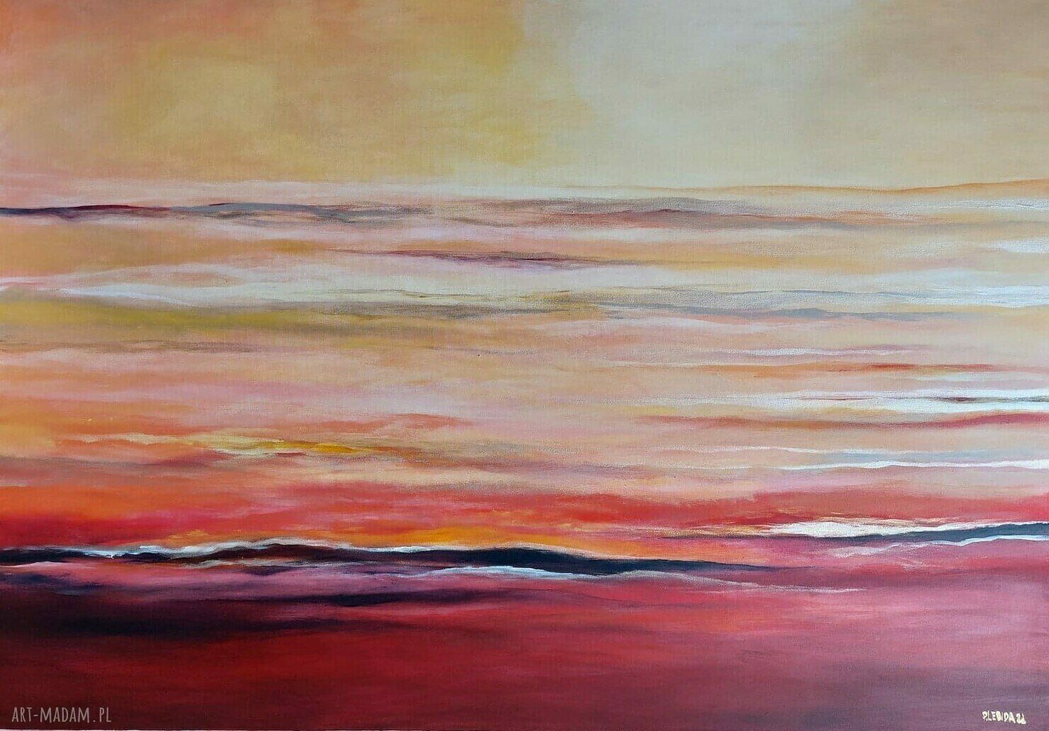Subtelnie - ręcznie malowany obraz akrylowy 100x70 cm na płótnie (bez ramy)