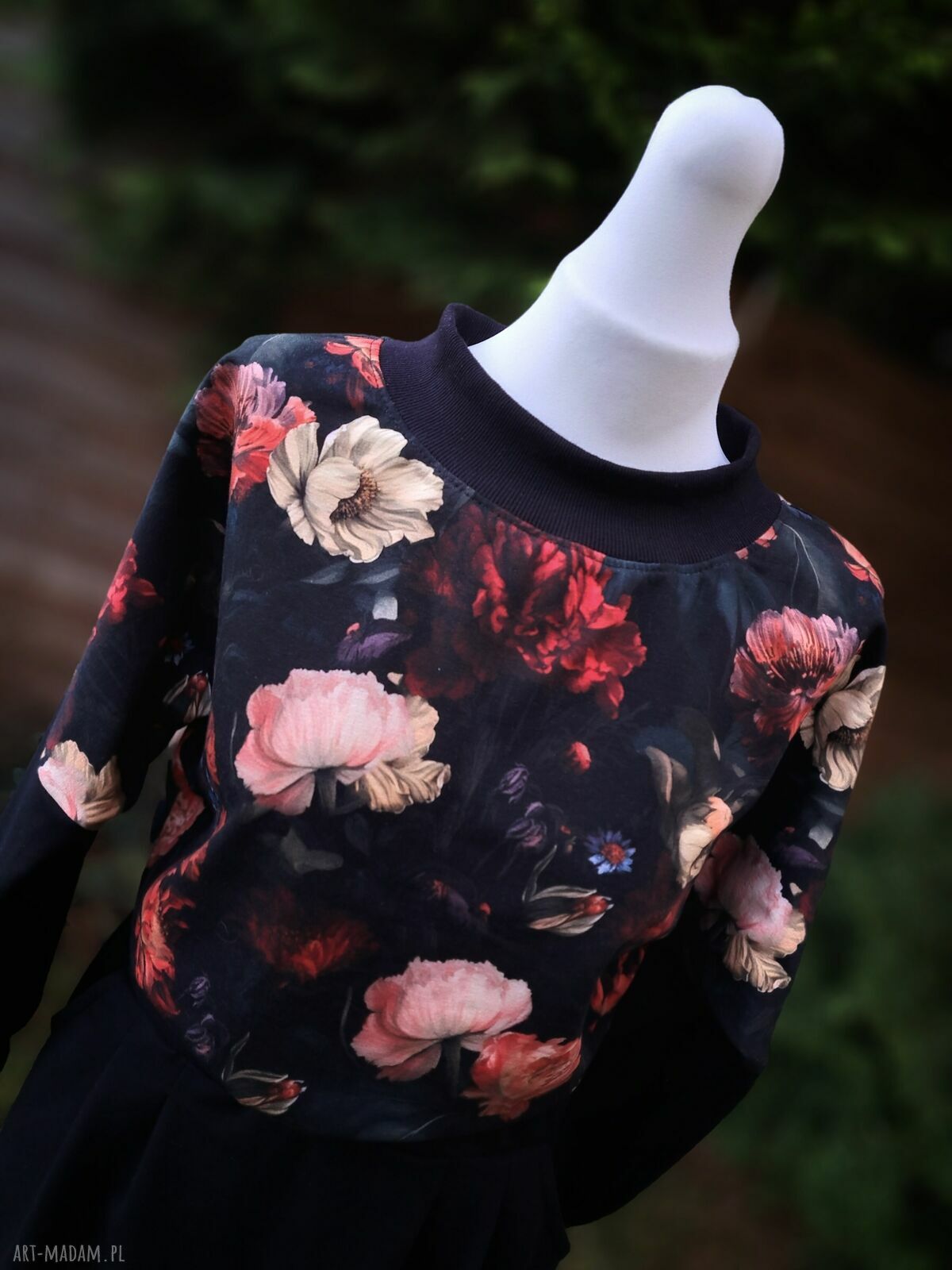 Sukienka Adela w kwiaty z dresówki - oversize S/M z kieszeniami