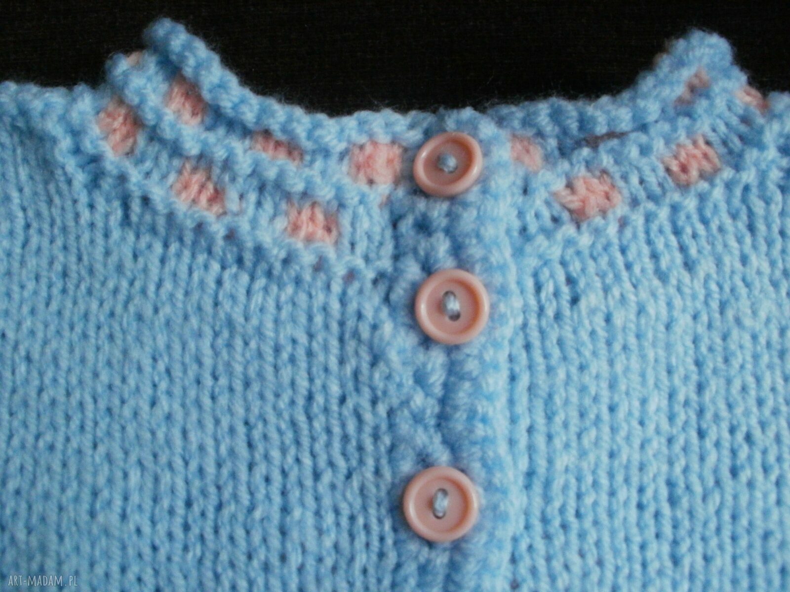 Błękitna sukienka handmade z torebeczką (roz. 80/86)