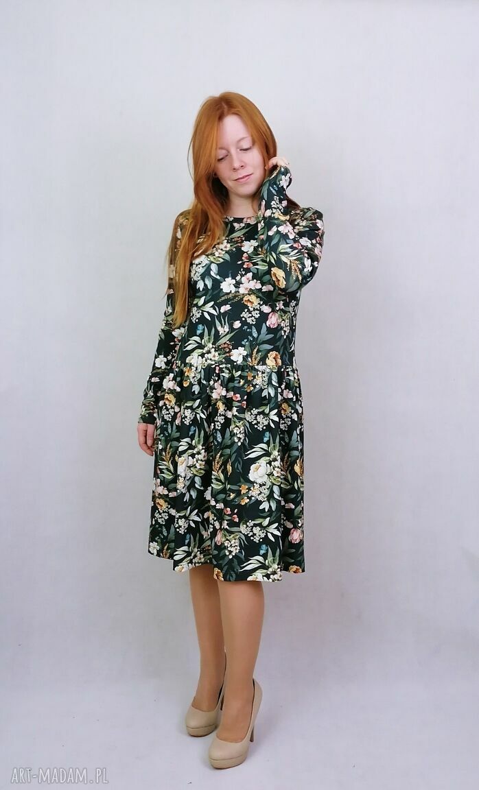 Sukienka damska VINTAGE FLOWERS z jerseyu