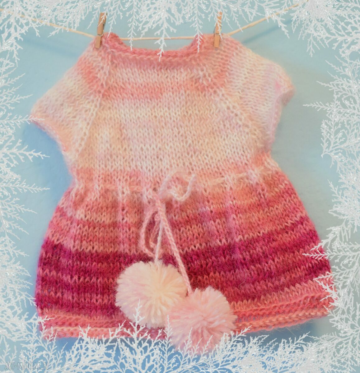 Sukienka dla lalki ok. 40 cm. Delikatna jak puszek :) handmade