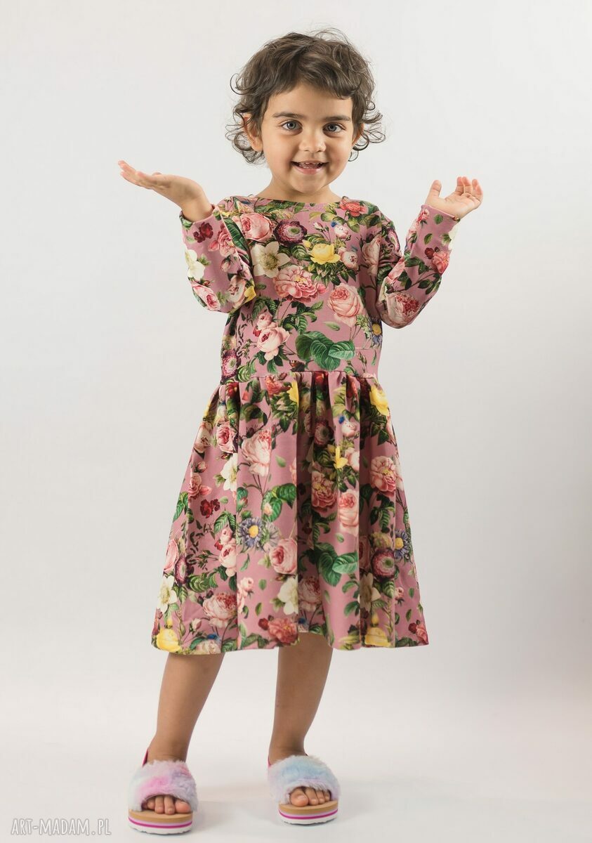 Sukienka w Kwiaty 86-104 cm - miękka i bezpieczna Oeko-Tex