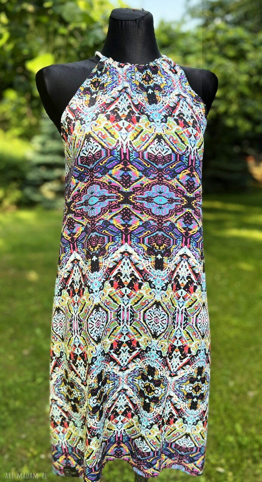 Sukienka „La Brisa” - lekka bawełniana boho etno, wiązana pod szyją