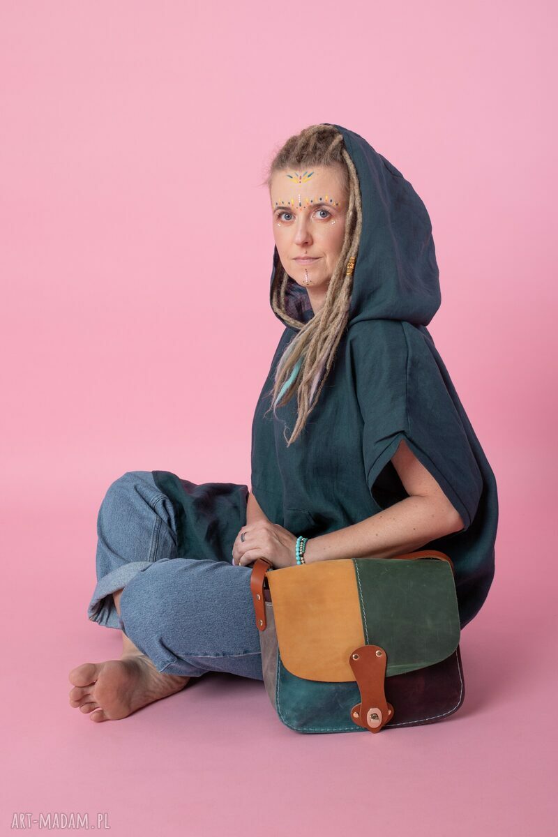 Sukienka plażowa z kapturem 100% hemp - tunika oversize na upały