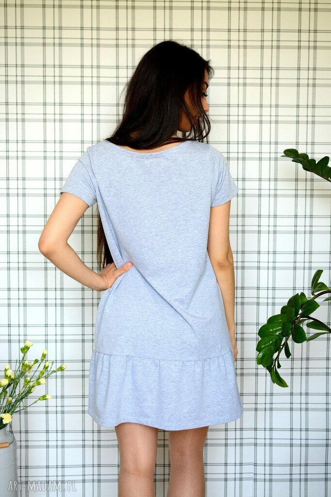 Sukienka z falbaną s/m/l/xl szary melanż